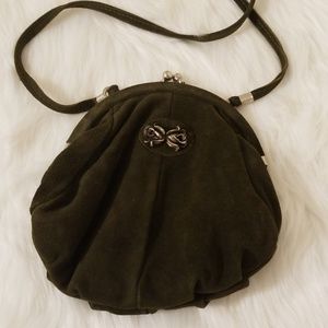 Vintage Echtes Leder Small Suede Clamshell Purse